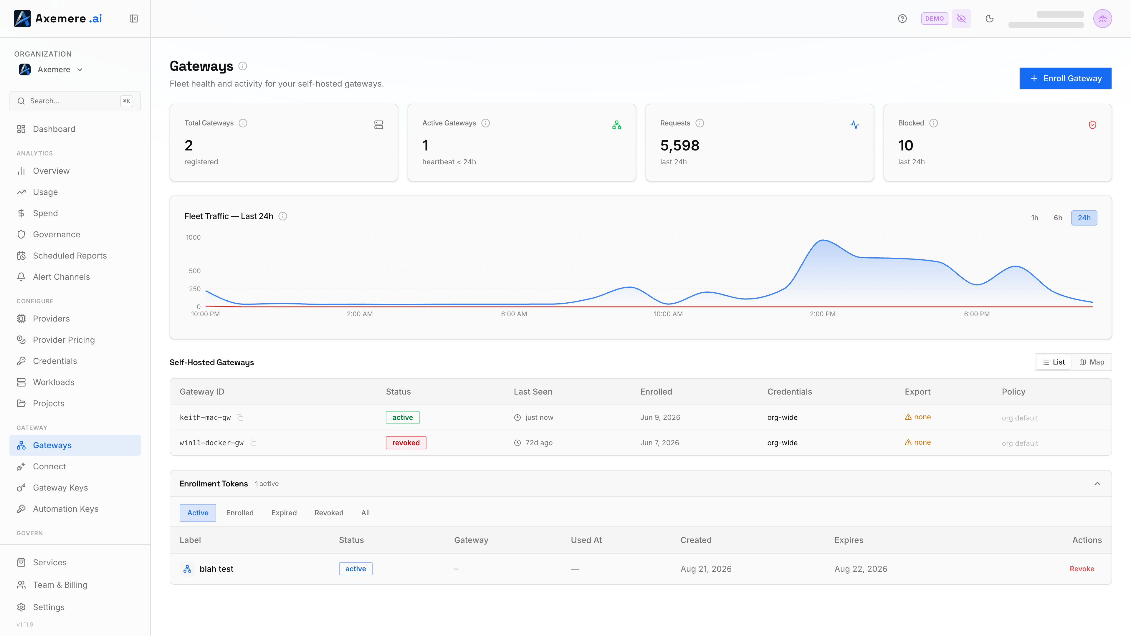 Axemere Console — Gateways